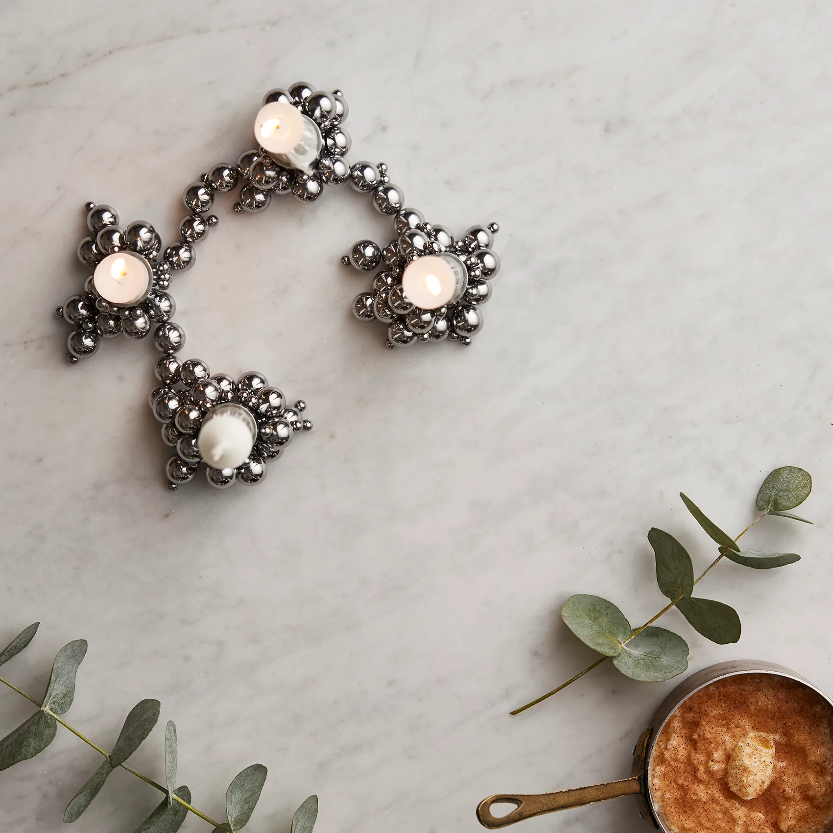 Suporte de velas Molekyl 4, Cromado Gejst