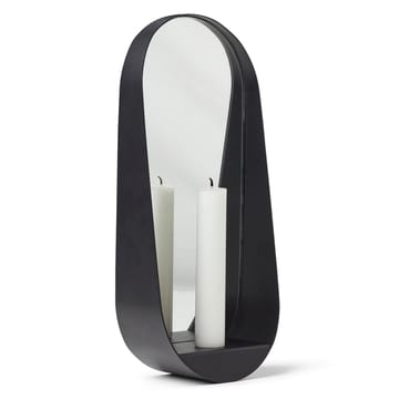 Suporte de velas/espelho Glim 12x28 cm oval - preto - Gejst