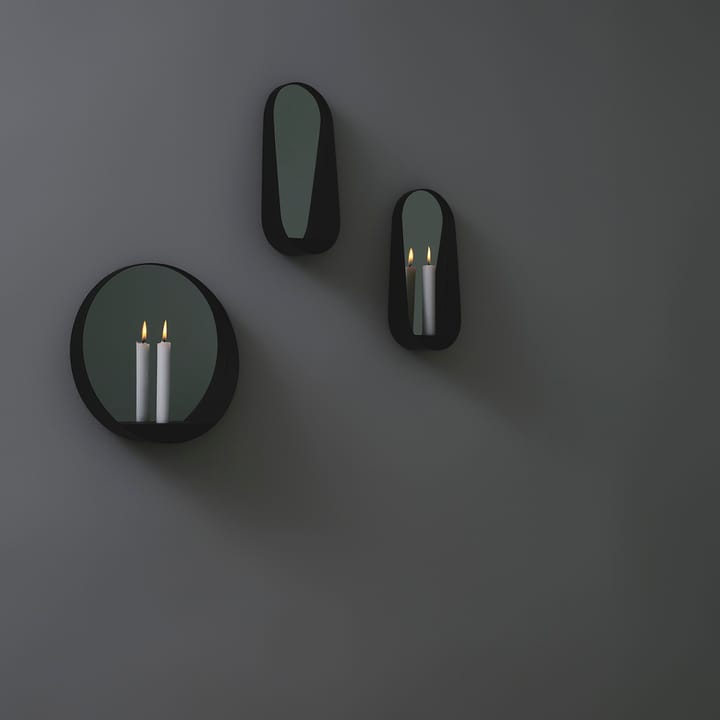 Suporte de velas/espelho Glim 12x28 cm oval - preto - Gejst