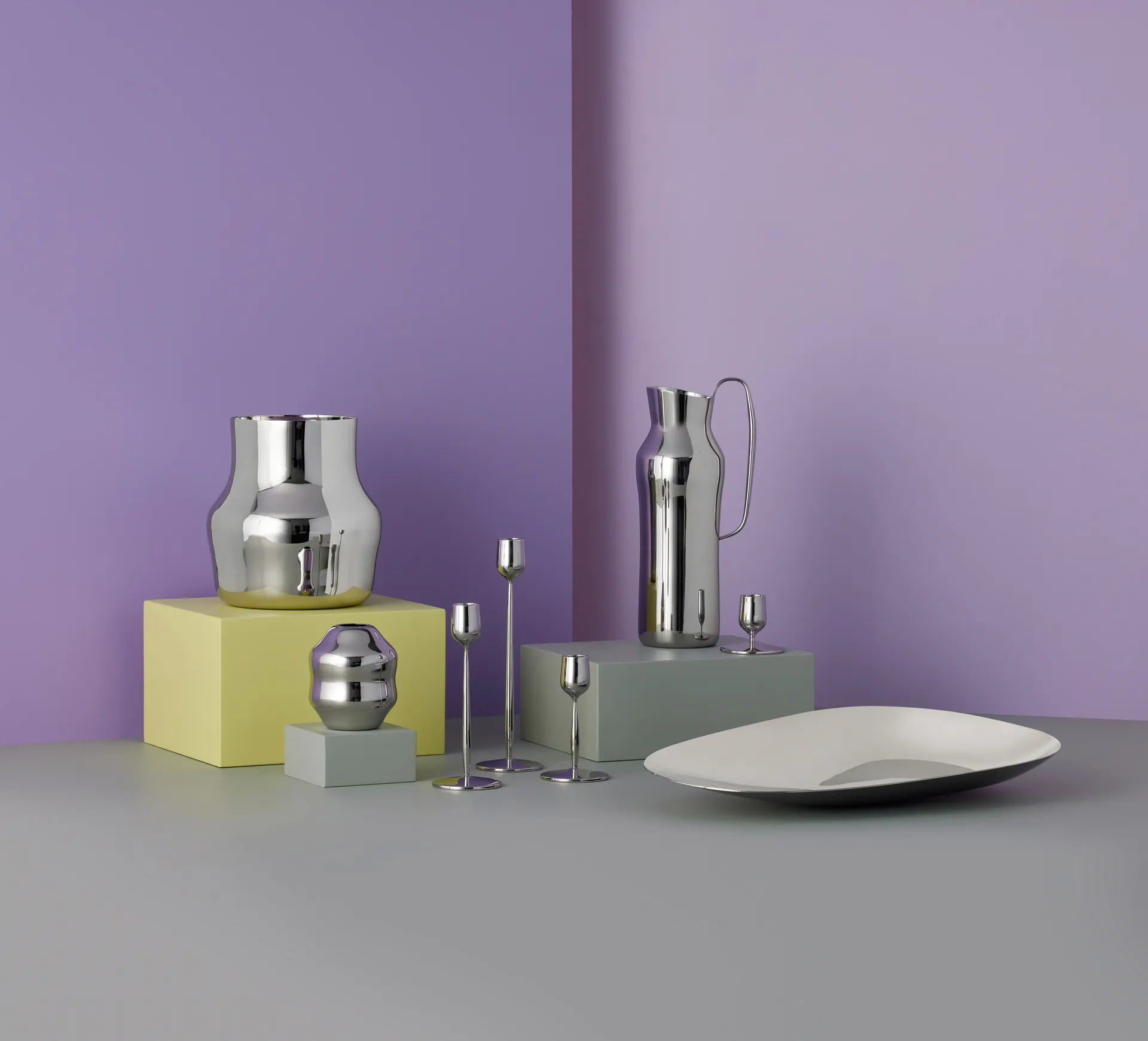 Dorotea suporte de vela 18 cm, Aço polido Gense