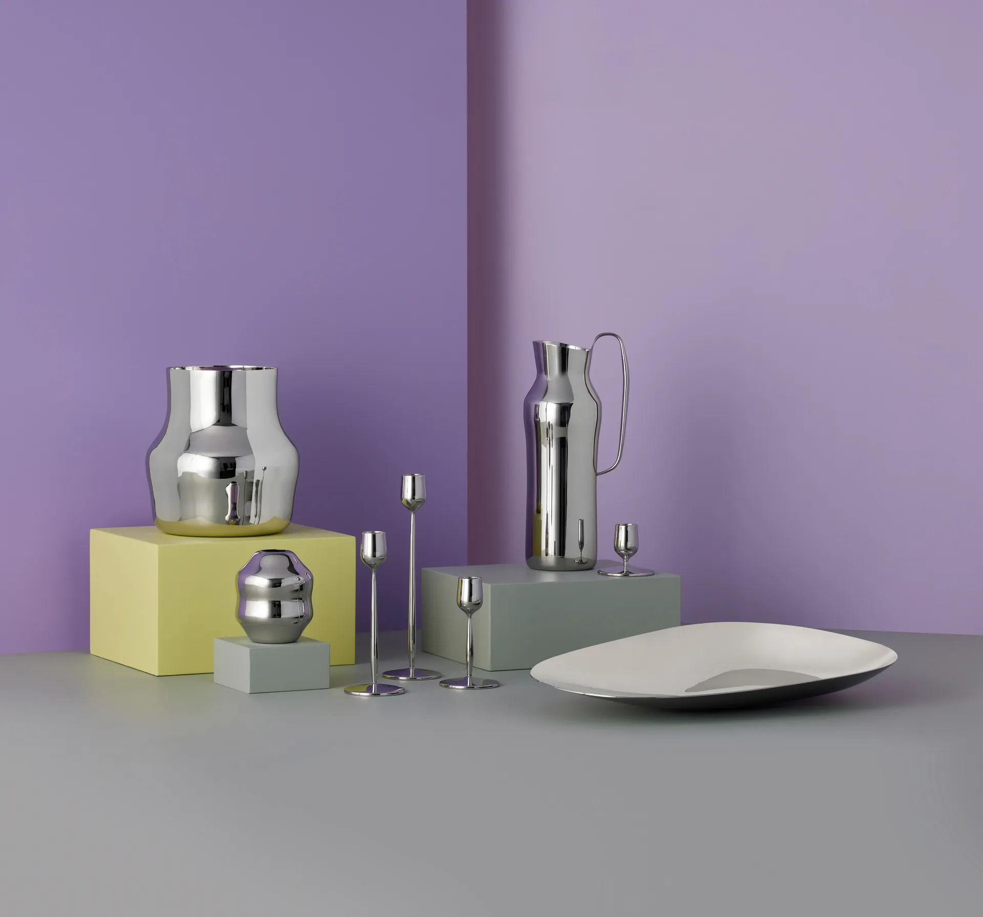 Dorotea suporte de vela 5,5 cm, Aço polido Gense