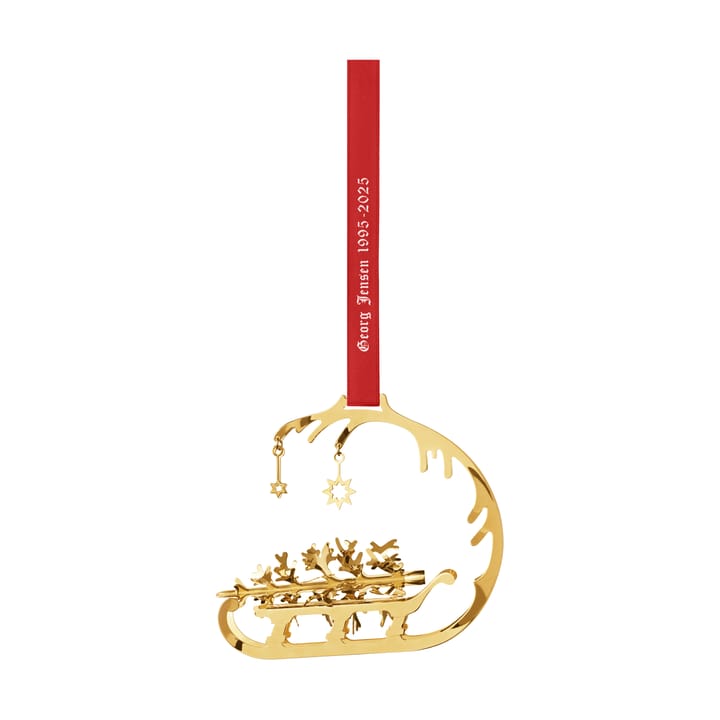 1995/2025 års móbile de Natal com trenó e árvore de Natal - Latão folheado a ouro - Georg Jensen