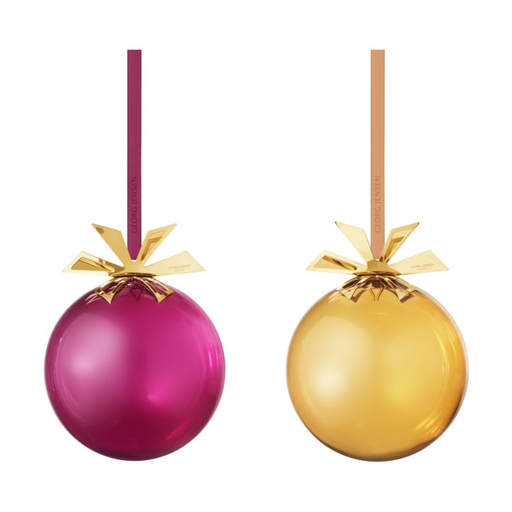 2025 års bolas de Natal em vidro 2 peças - Dourado-Bordô - Georg Jensen