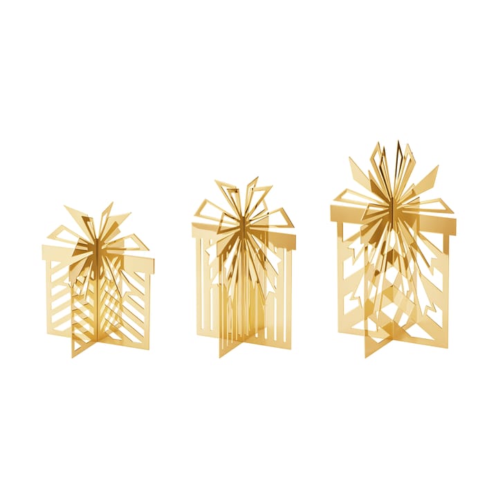 2025 års decoração de Natal para a mesa, presente de Natal 3 peças - Aço inoxidável banhado a ouro - Georg Jensen