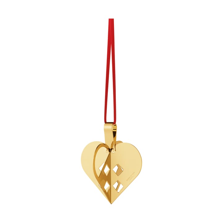 2025 års enfeite de Natal em forma de coração  - Latão folheado a ouro - Georg Jensen