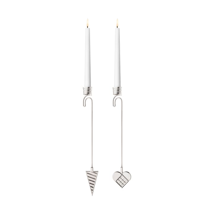 2025 års suporte em forma de cone e coração para vela da árvore de Natal - Liga de zinco banhada a paládio - Georg Jensen
