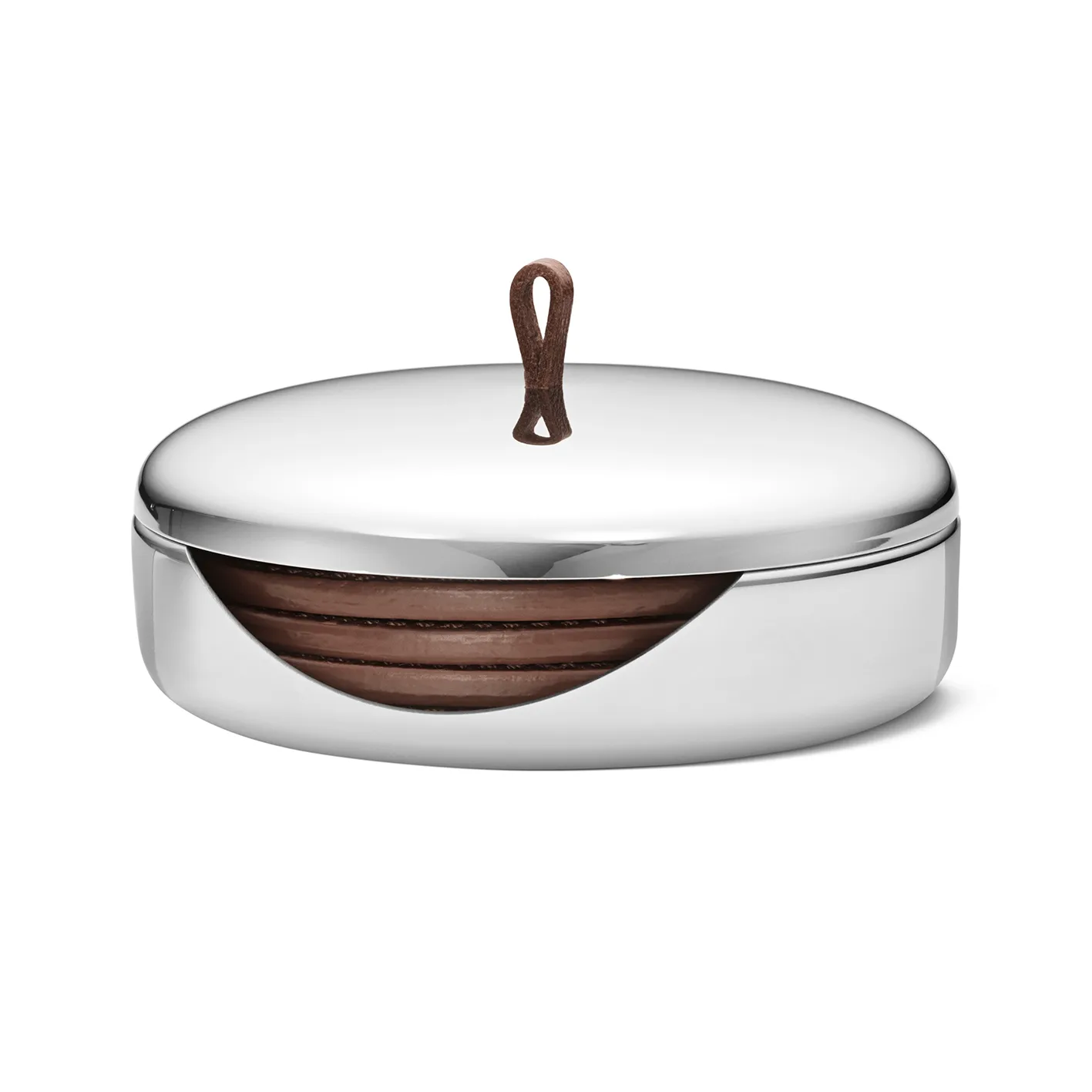 Base de copos Sky, 4 un. , couro castanho Georg Jensen