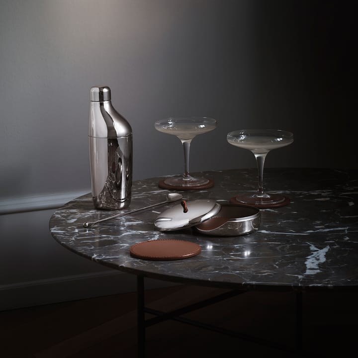 Base de copos Sky, 4 un. , couro castanho Georg Jensen