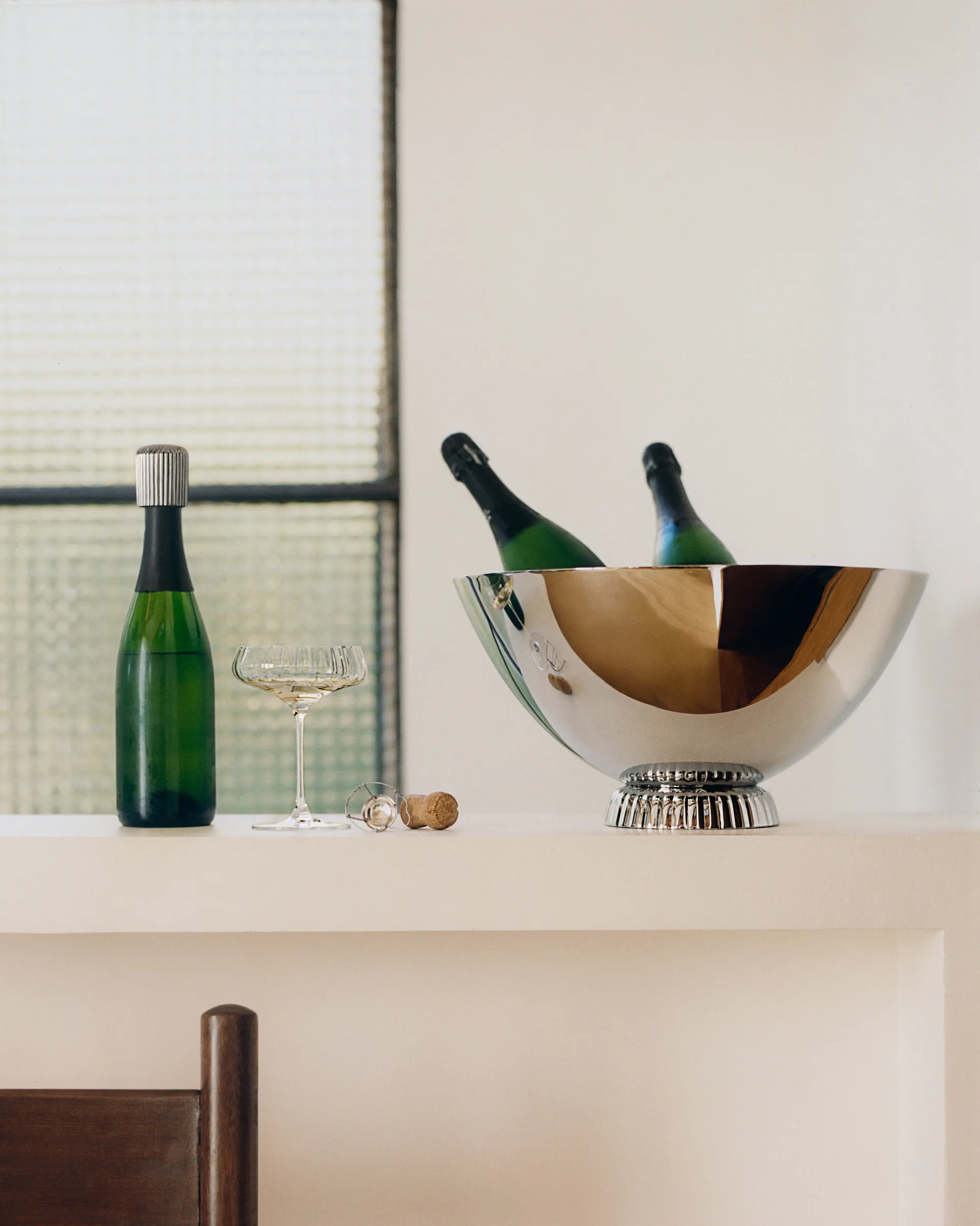 Bernadotte champanheira, Prateado, Ø40 cm Georg Jensen