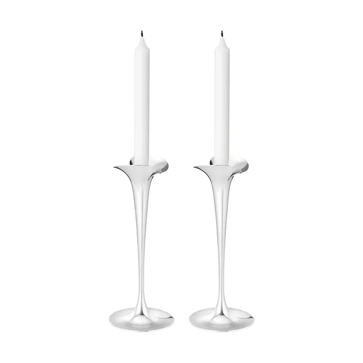 Bloom castiçais para velas cónicas - Aço inoxidável, grandes, pack de 2 - Georg Jensen
