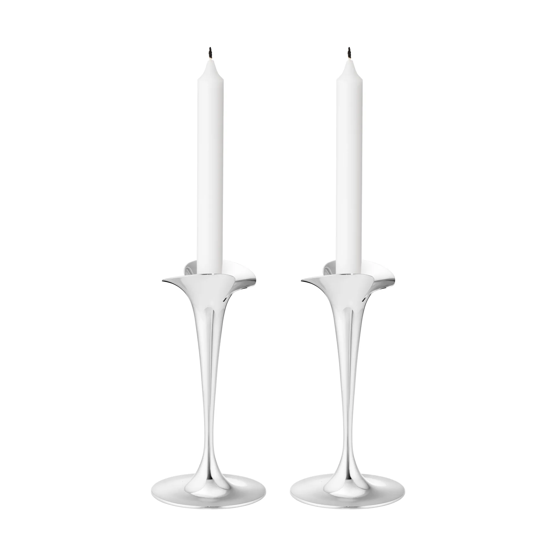 Bloom castiçais para velas cónicas, Aço inoxidável, pequeno, 2-unidades Georg Jensen