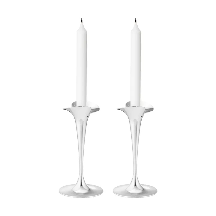Bloom castiçais para velas cónicas - Aço inoxidável, pequeno, 2-unidades - Georg Jensen