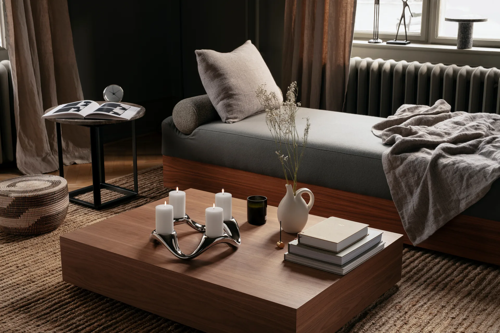 Castiçal Cobra Ø33 cm, Aço inoxidável Georg Jensen