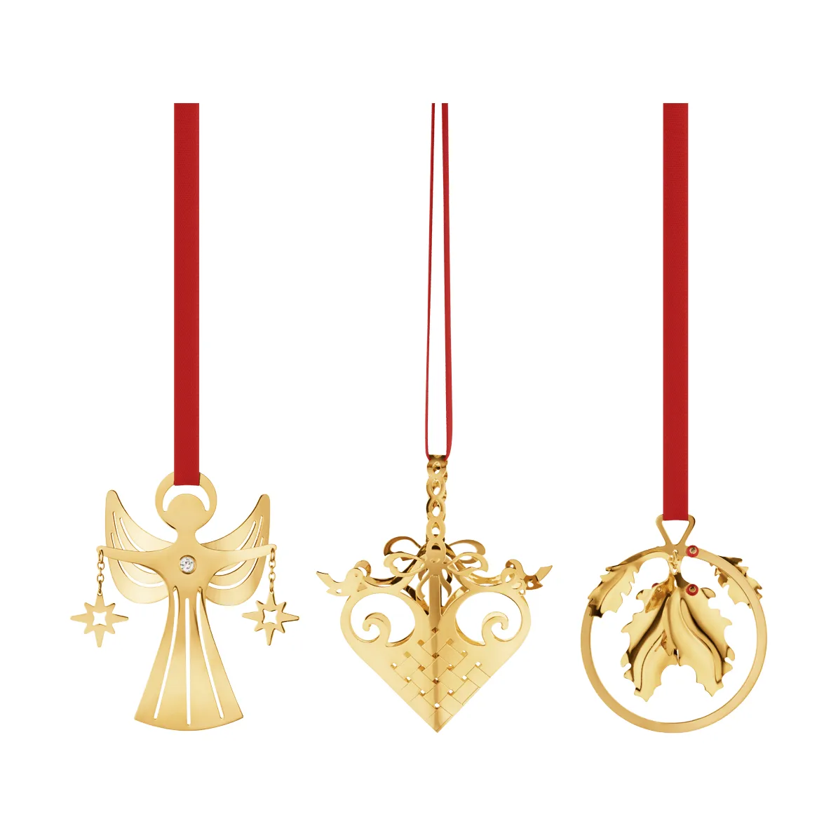 conjunto de móbiles de Natal de 2026 em miniatura, Dourado, 3 peças Georg Jensen