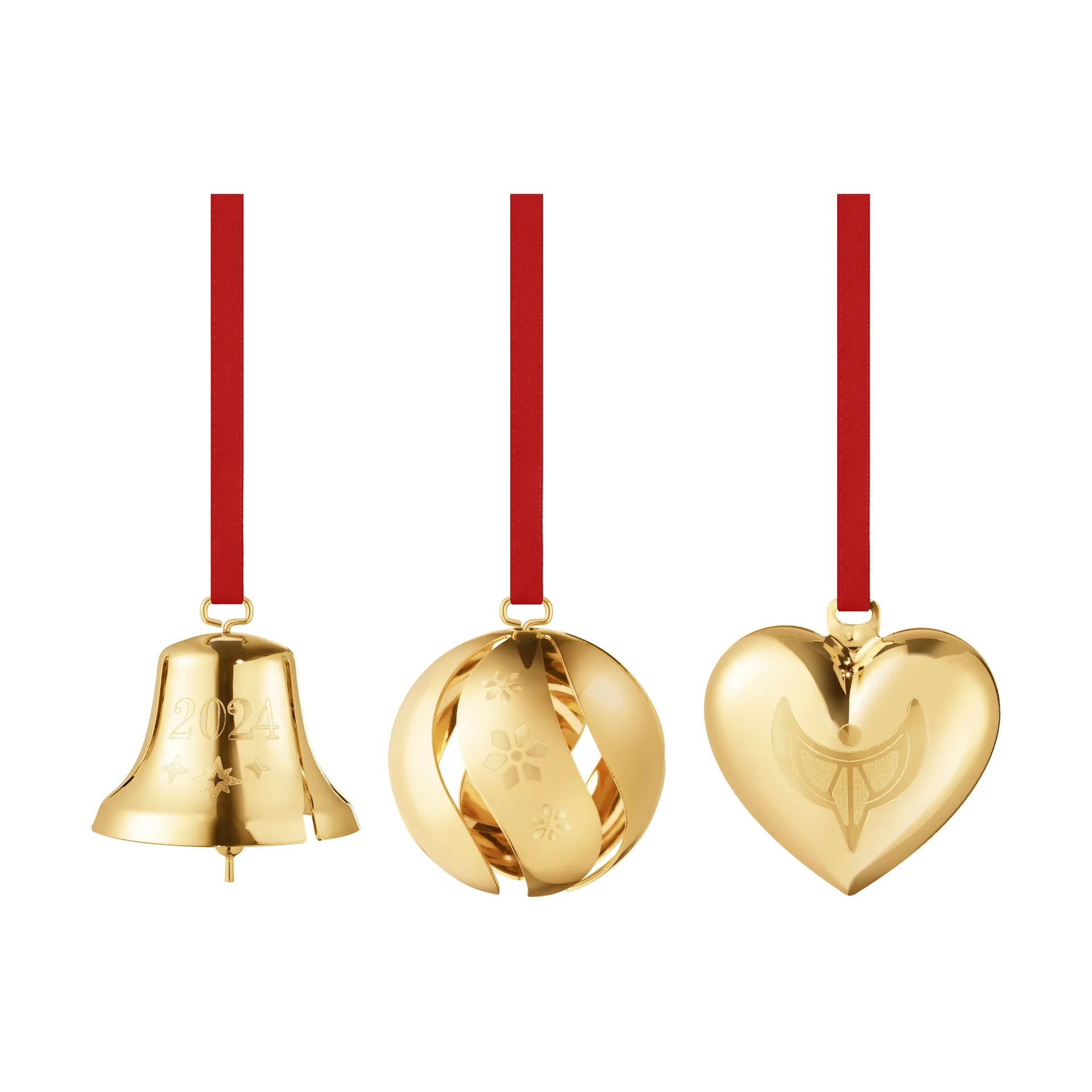 Conjunto presente 2024, 3 peças, Banhado a ouro Georg Jensen