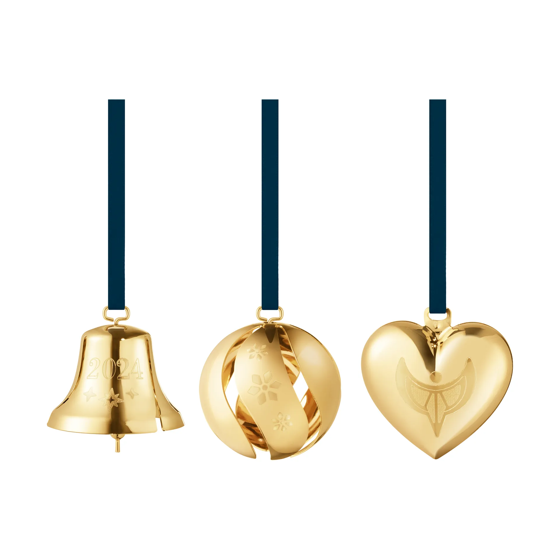 Conjunto presente 2024, 3 peças, Banhado a ouro Georg Jensen
