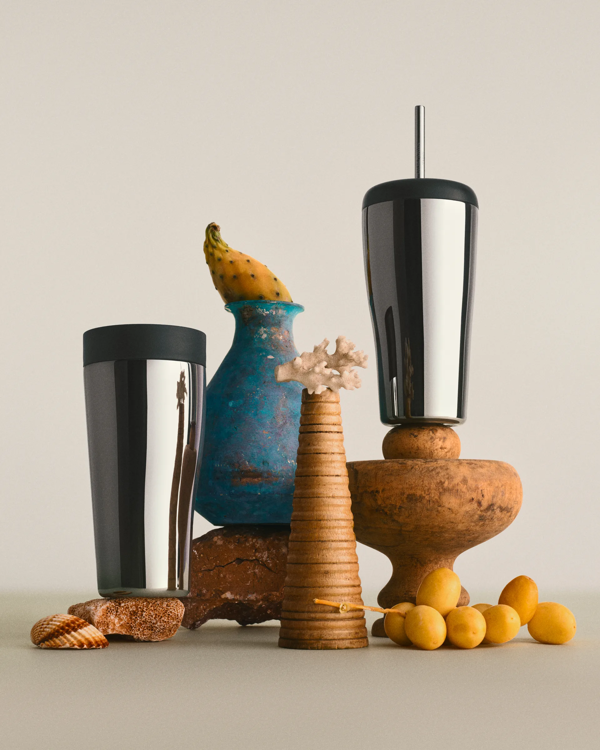 Copo térmico Sky com palhinha 40 cl, Aço inoxidável Georg Jensen