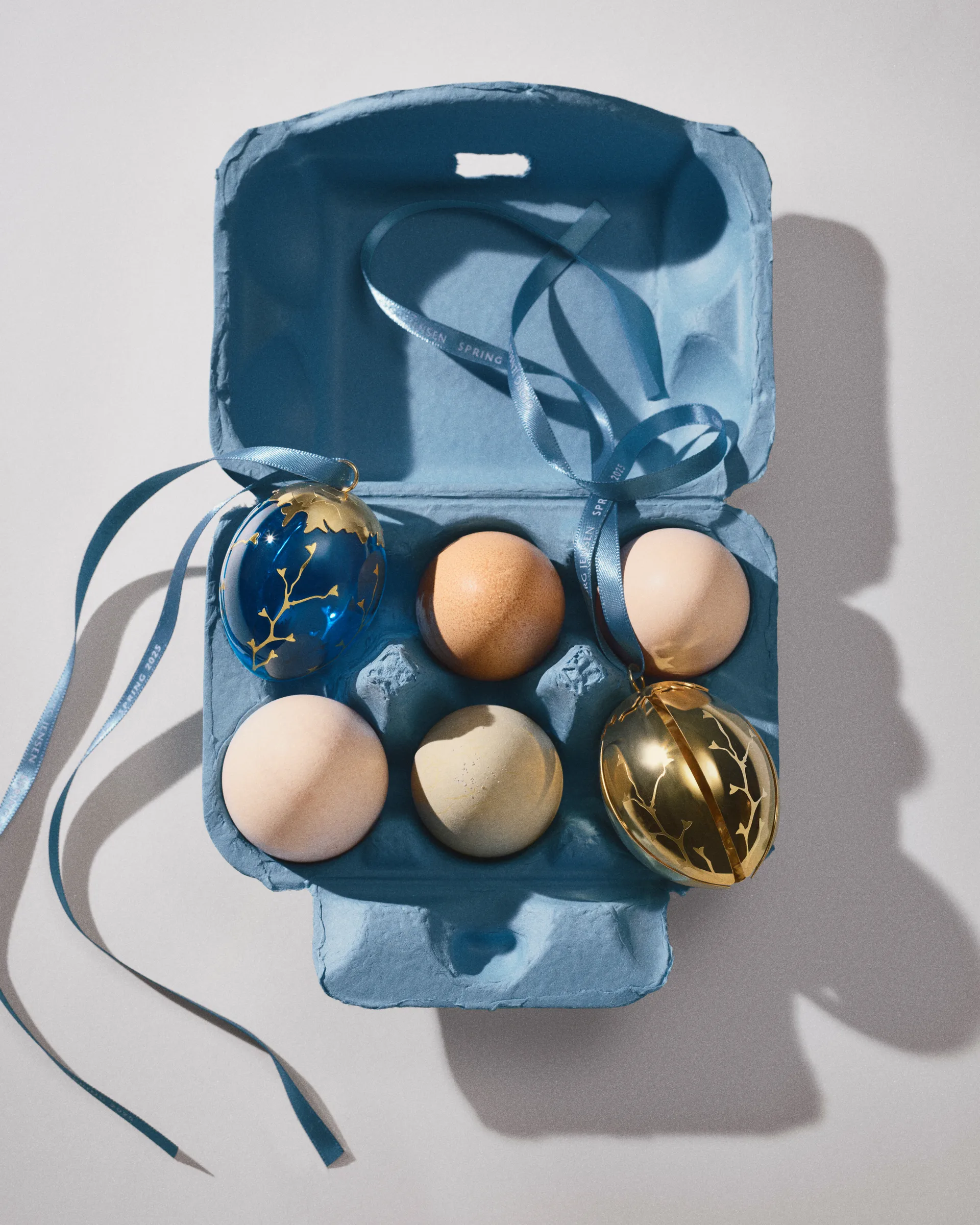Enfeite de Páscoa ovo Spring 2025, Aço inoxidável banhado a ouro Georg Jensen