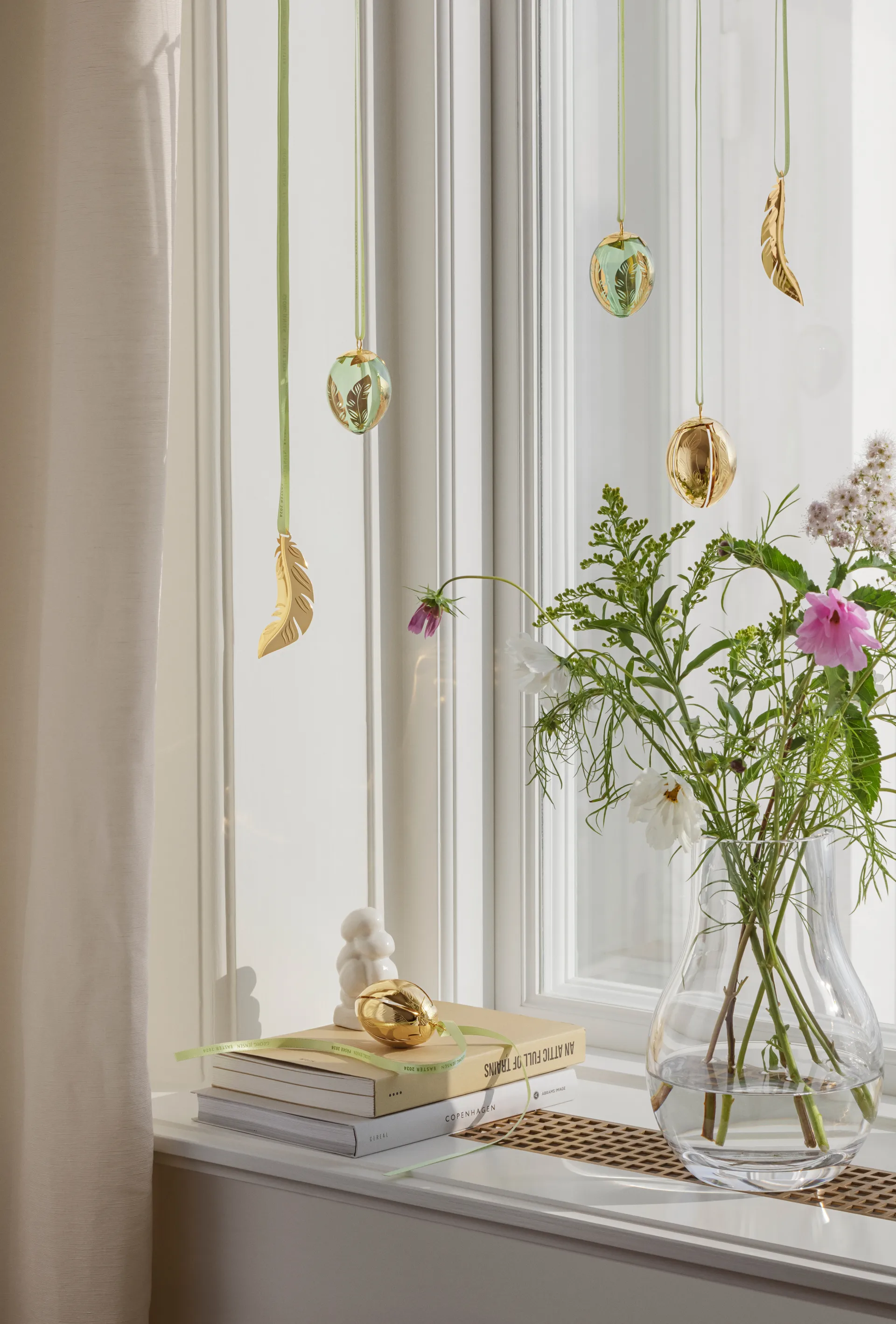 Georg Jensen pingente de pena de Páscoa 2024, Banho de Ouro 18 K Georg Jensen