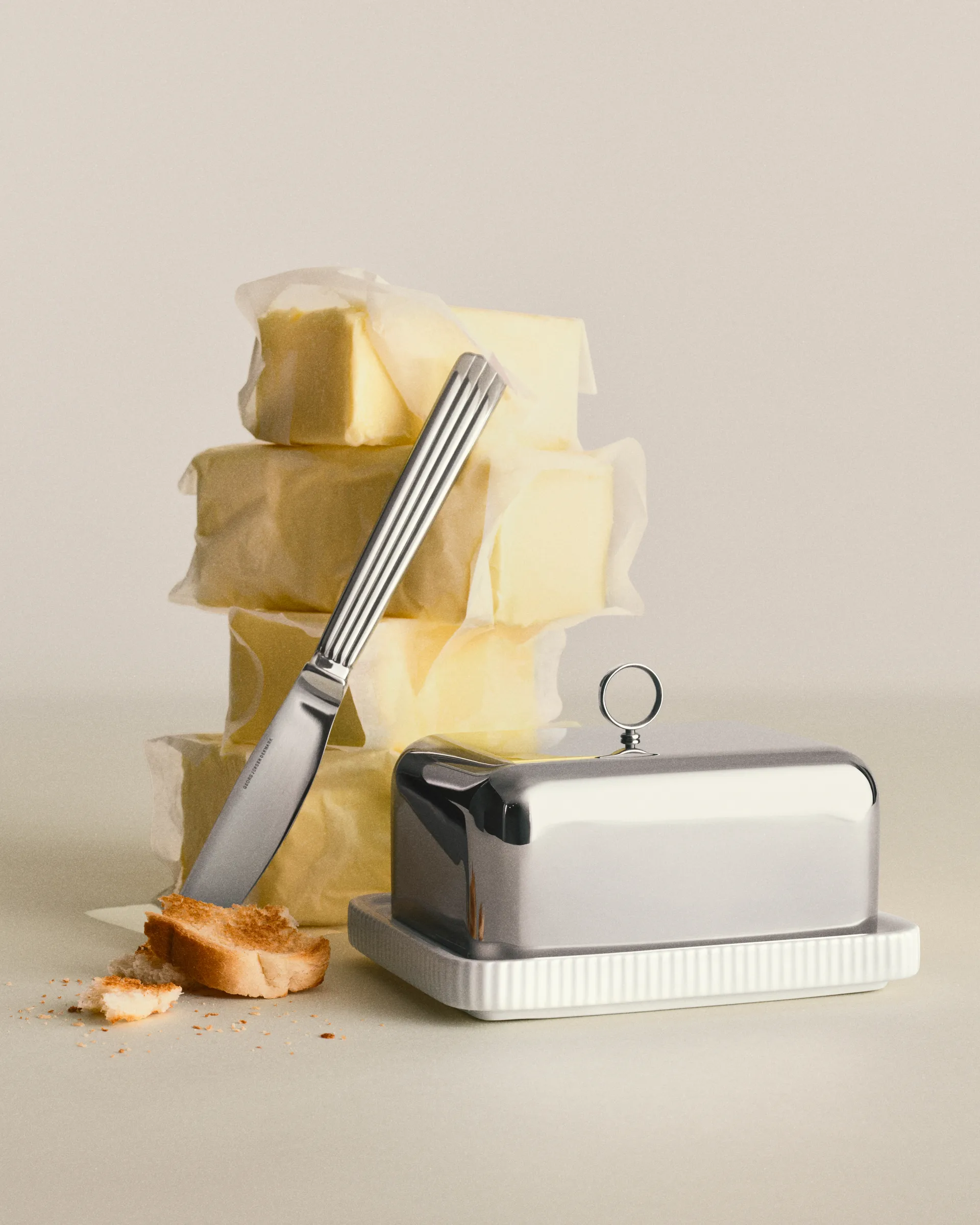 Manteigueira Bernadotte 11,2x14,7 cm, Aço inoxidável Georg Jensen