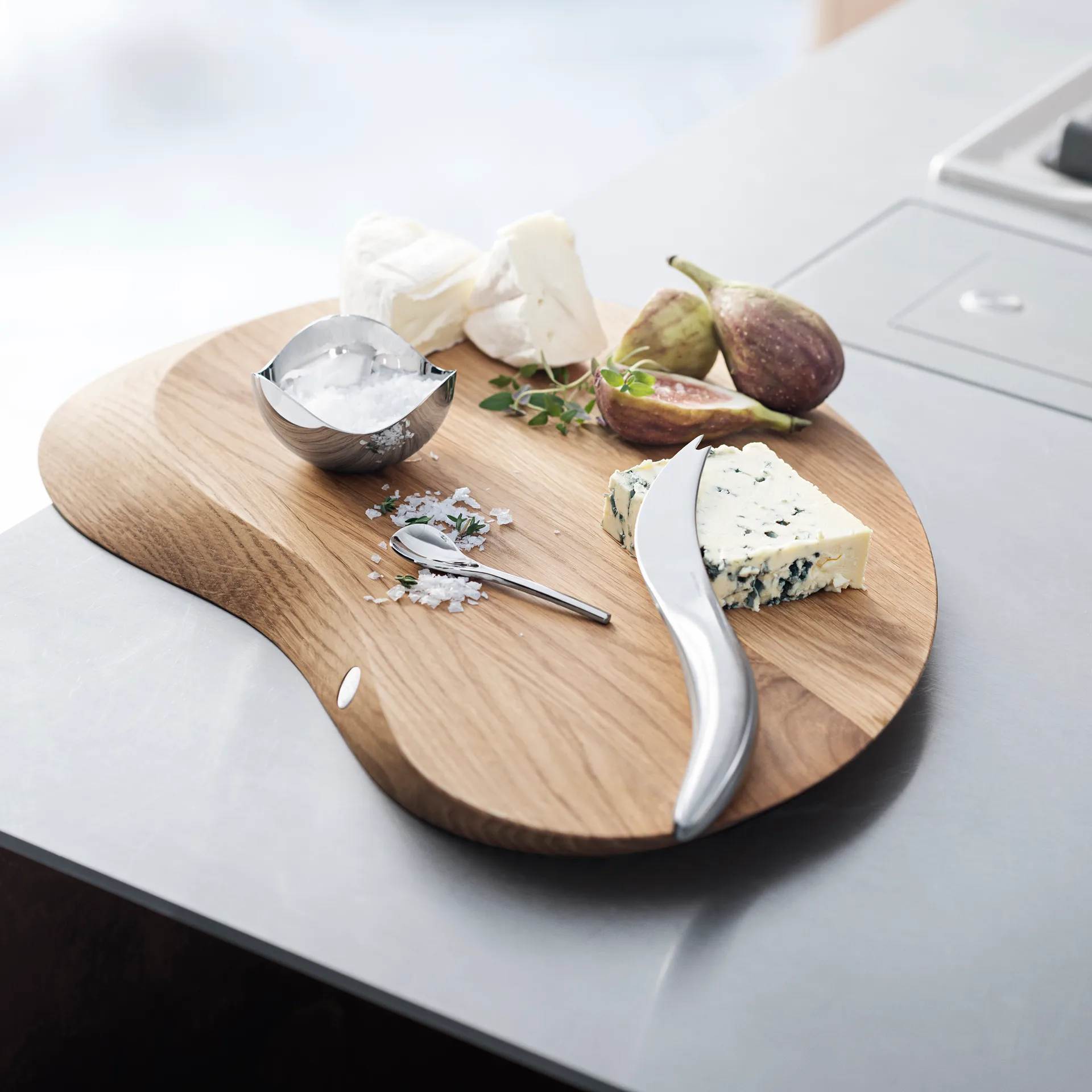 Saleiro com colher Bloom, aço inoxidável Georg Jensen