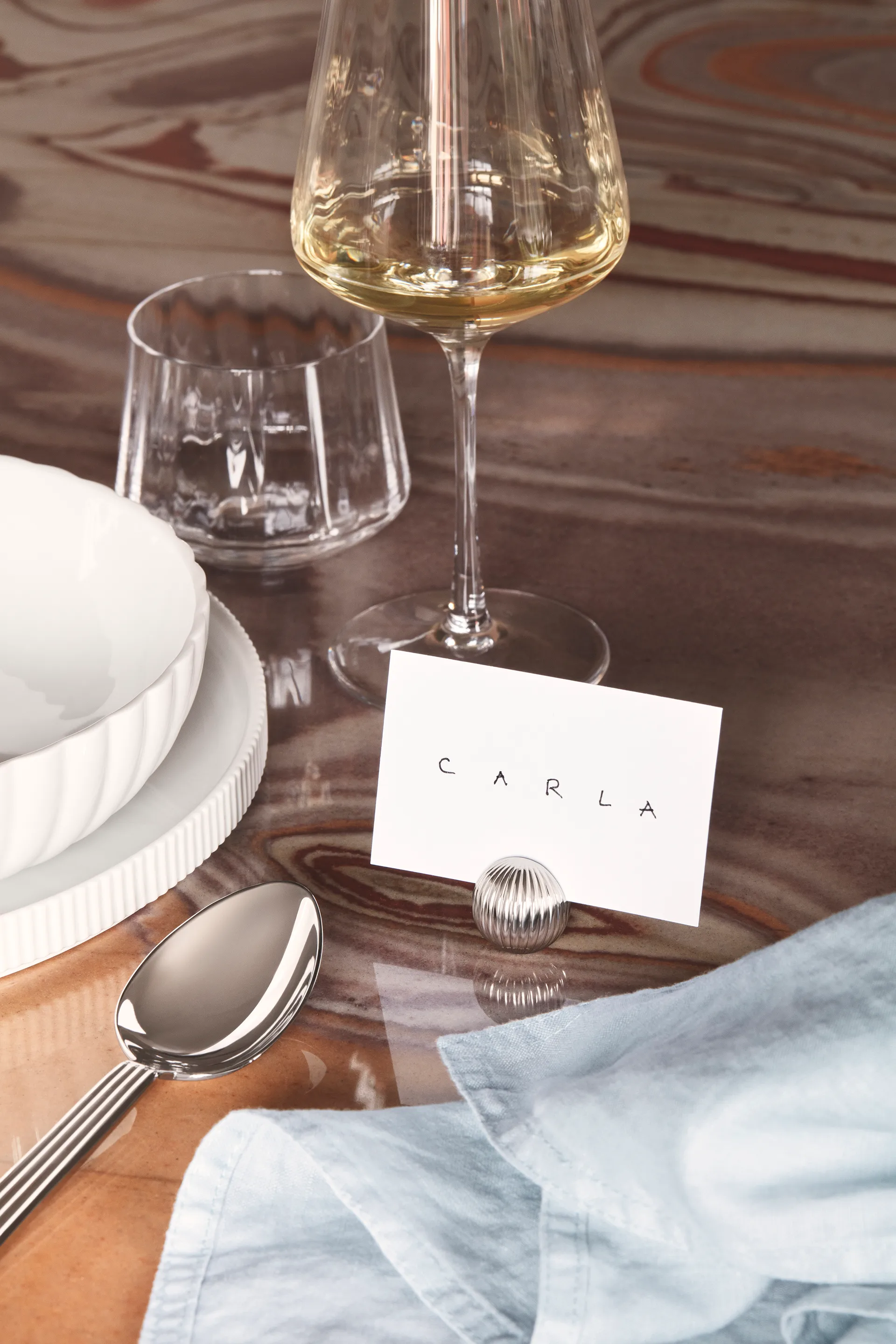 Suporte de marcadores de lugar Bernadotte 4 un., Cromado Georg Jensen