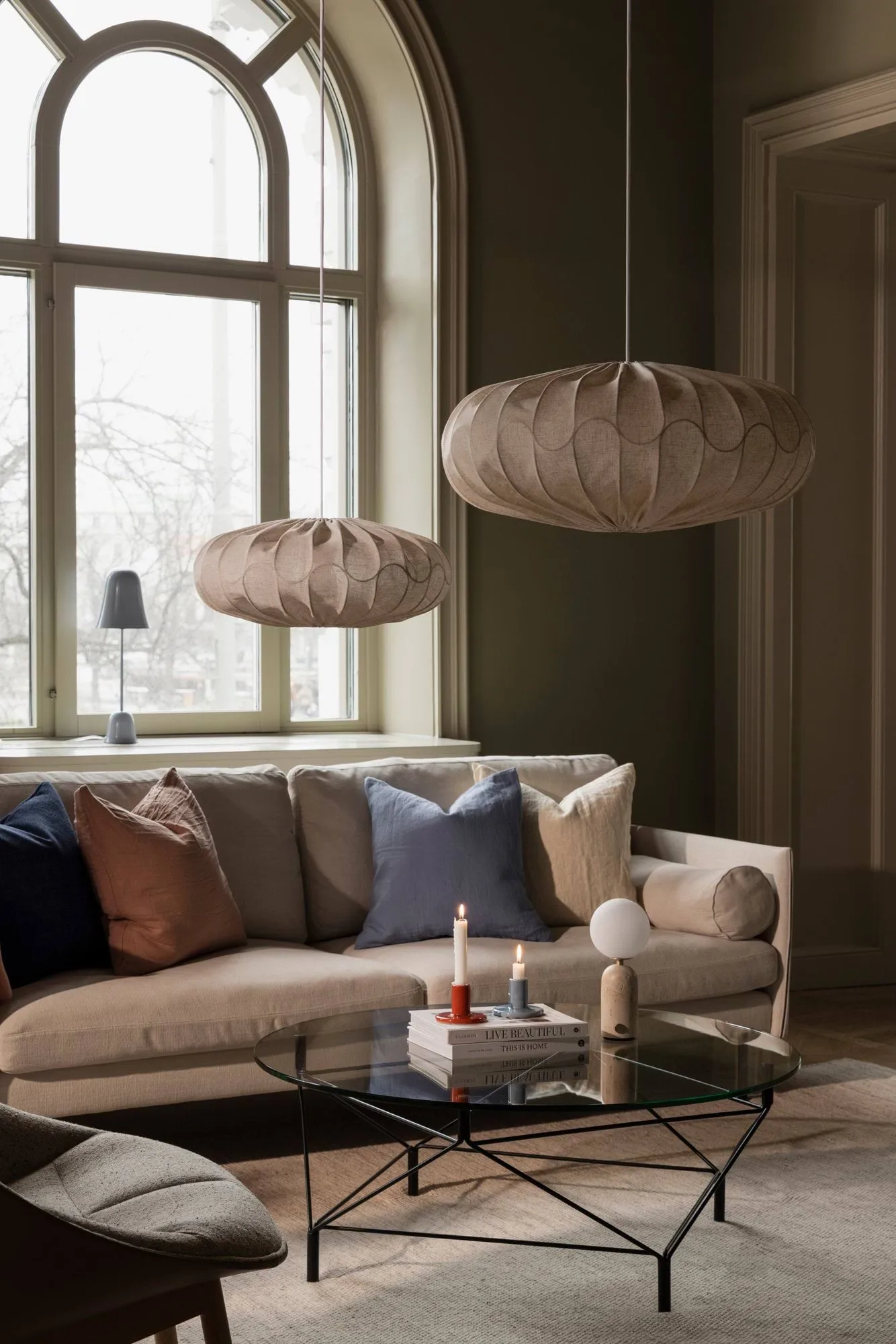 Bladverk abajur Ø50 cm, Beige Globen Lighting