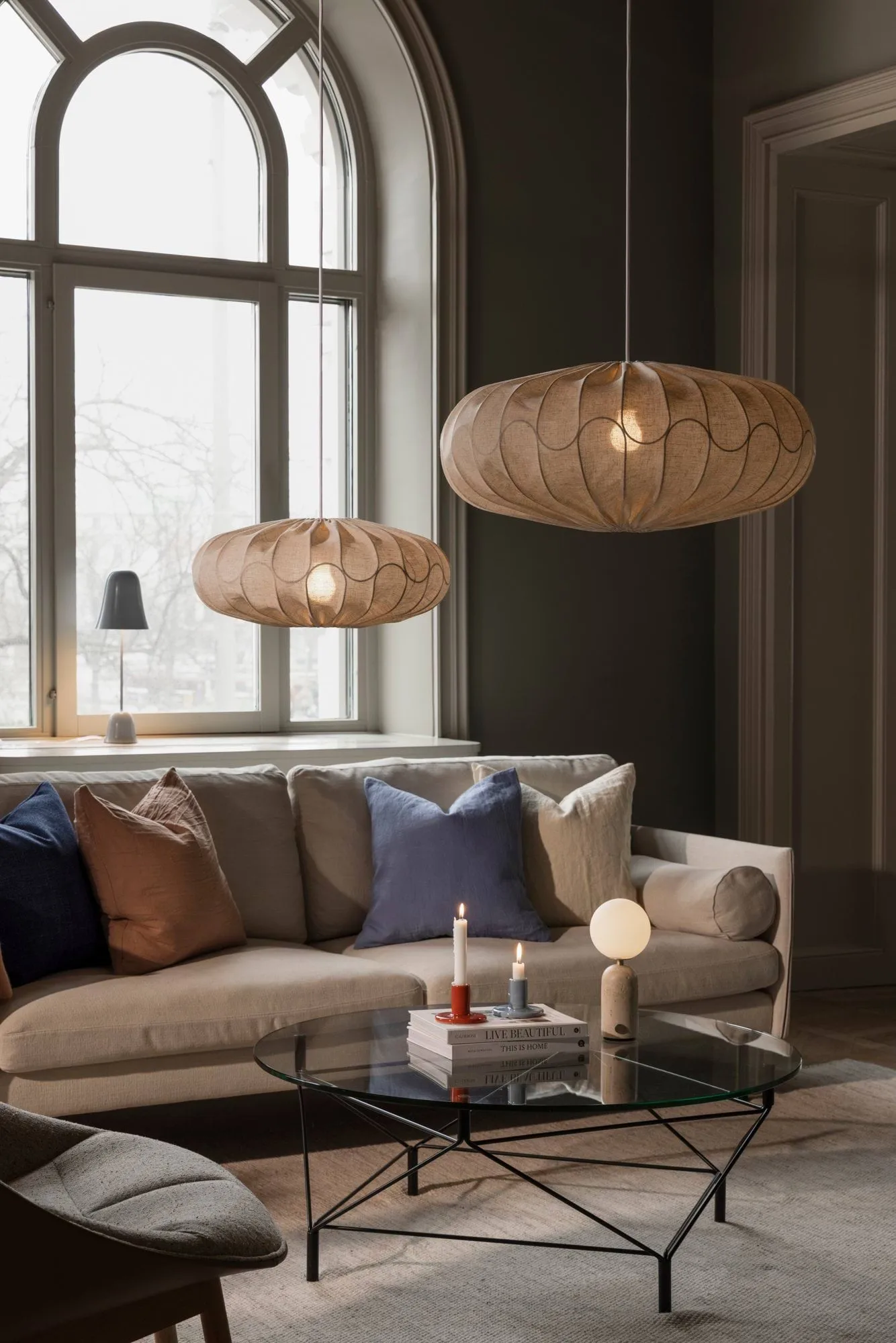 Bladverk abajur Ø70 cm, Beige Globen Lighting