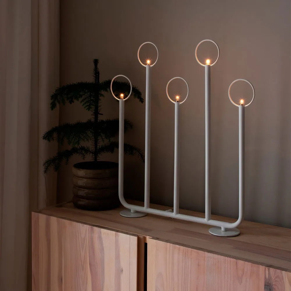 Candelabro do Advento Natale 5 ganchos , Branco Globen Lighting