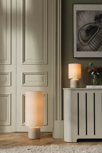 Florian candeeiro de mesa - Bouclé branco/bege, Ø20x39 cm - Globen Lighting