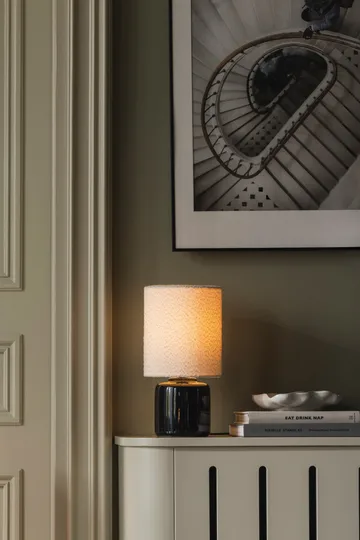 Florian candeeiro de mesa - Bouclé branco/preto, Ø20x39 cm - Globen Lighting