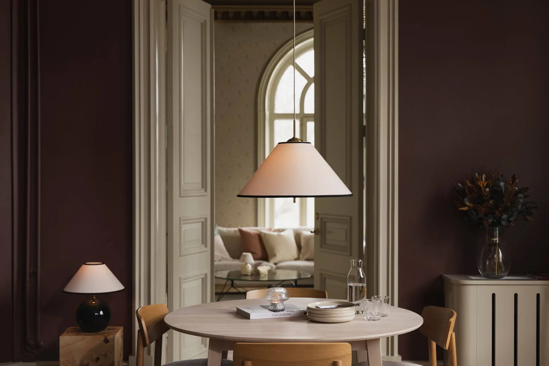 Iris candeeiro suspenso 50, Creme-noir (branco-dourado) Globen Lighting