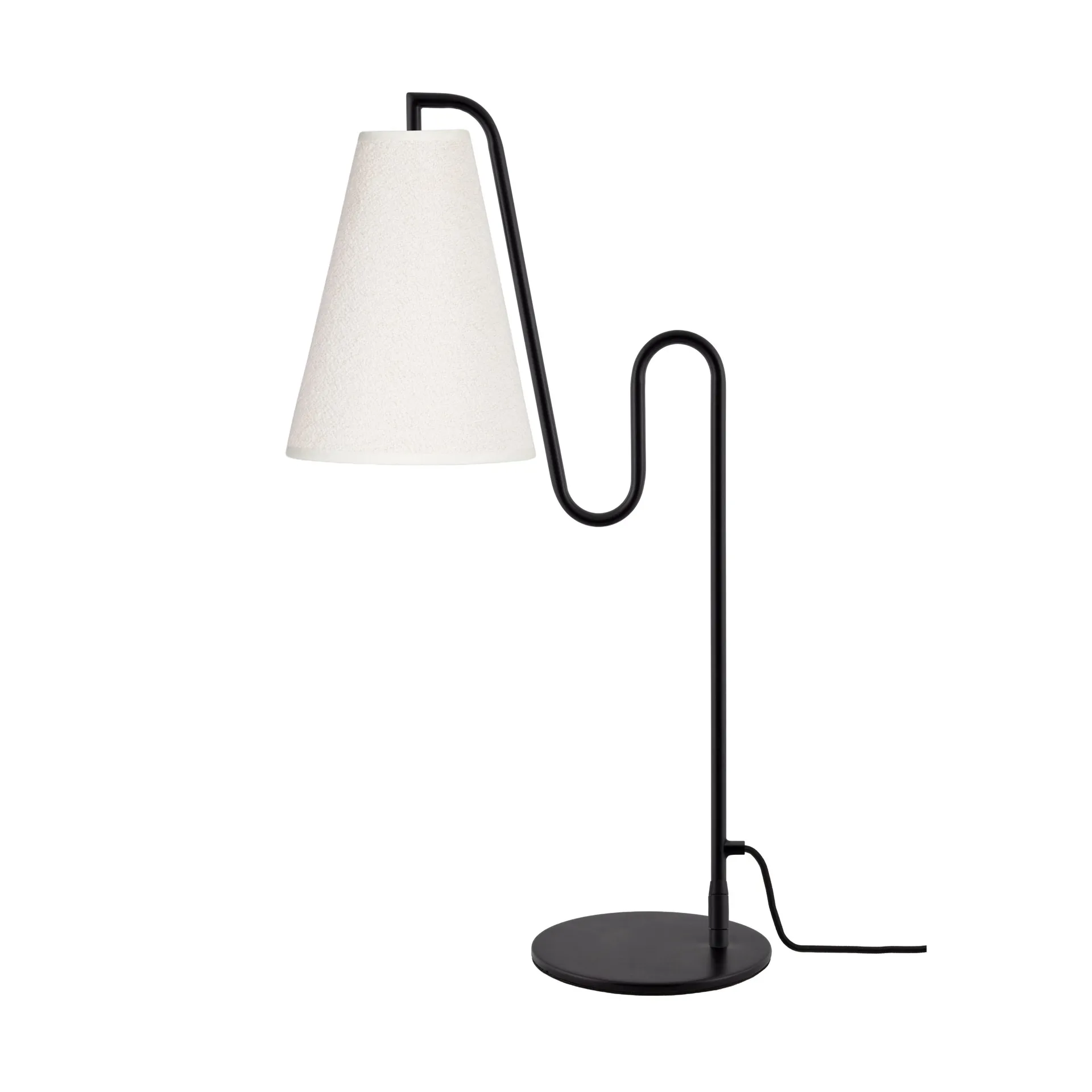 Lou candeeiro de mesa, Branco bouclé-preto Globen Lighting