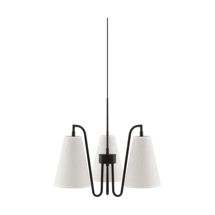 Lou candeeiro pendente - 3, bouclé branco-preto, 46x46 cm - Globen Lighting