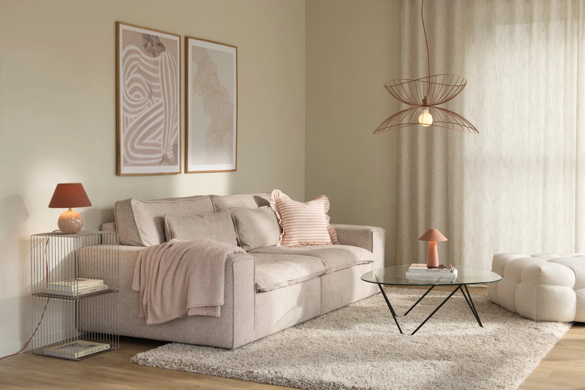 Ray candeeiro suspenso  Ø70 cm, Rosa ténue Globen Lighting