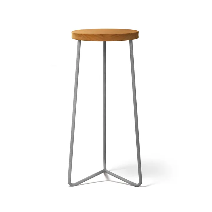 Banqueta V-1 - Teca-estrutura em aço galvanizado à quente, 63 cm - Grythyttan Stålmöbler