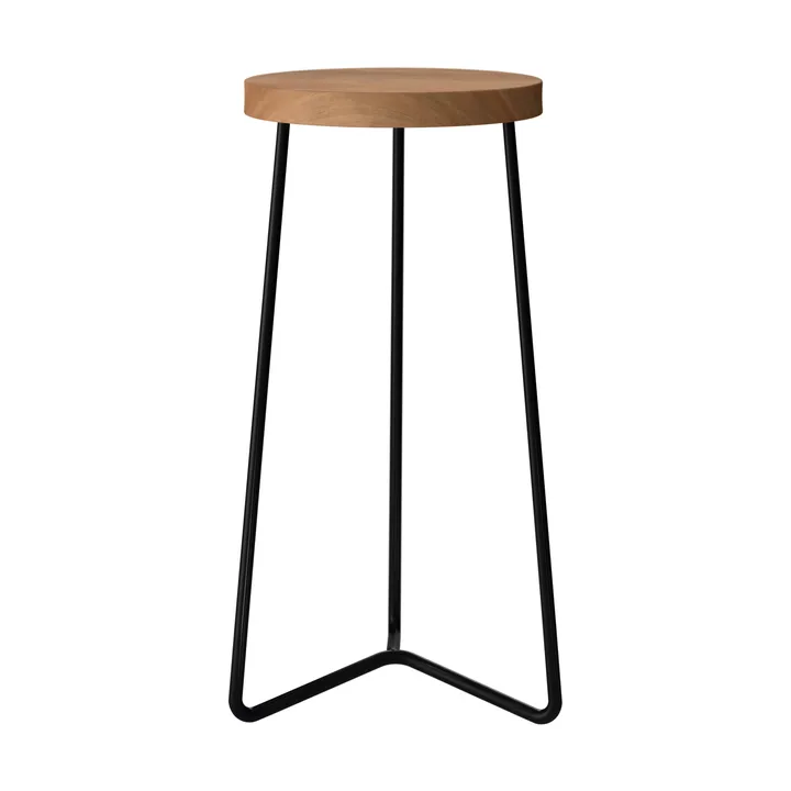 Banqueta V-1 - Teca – estrutura em aço preto, 63 cm - Grythyttan Stålmöbler