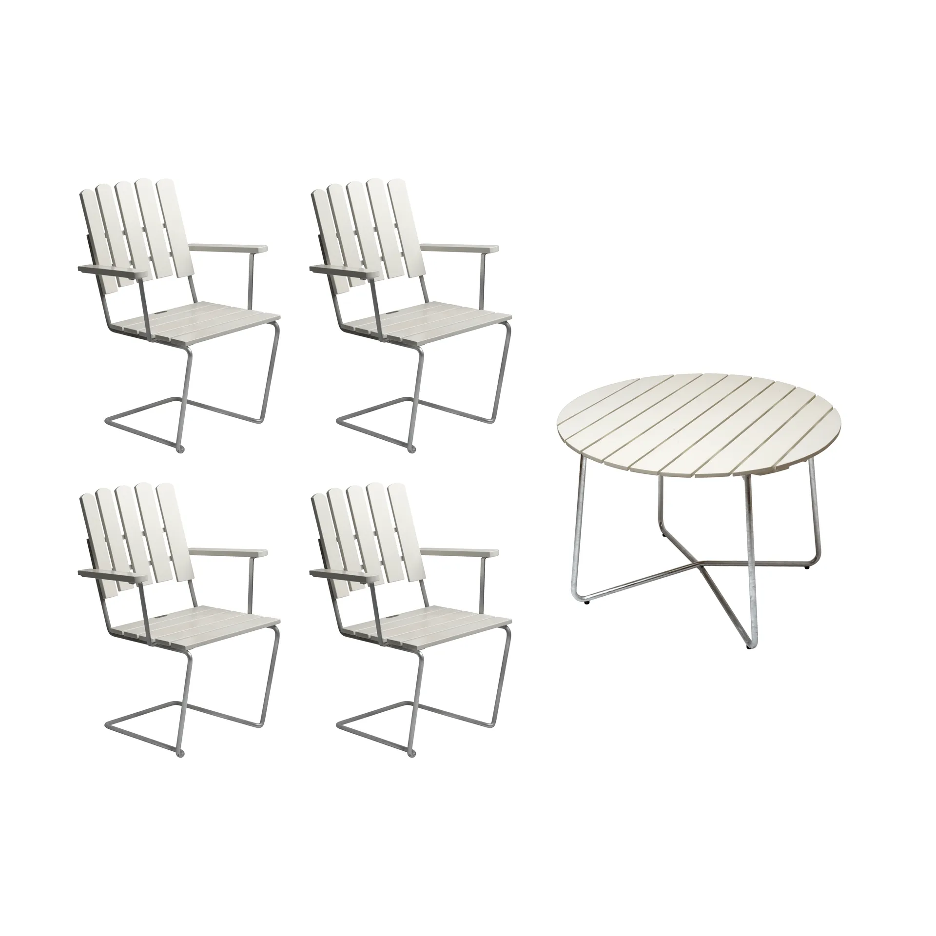 Conjunto Sala de Jantar Grythyttan branco 9A Ø100cm + 4 A2,  Grythyttan Stålmöbler