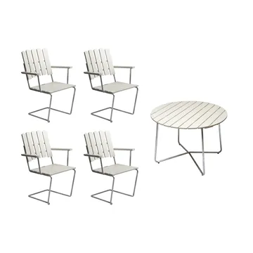 Conjunto Sala de Jantar Grythyttan branco 9A Ø100cm + 4 A2 - Grythyttan Stålmöbler
