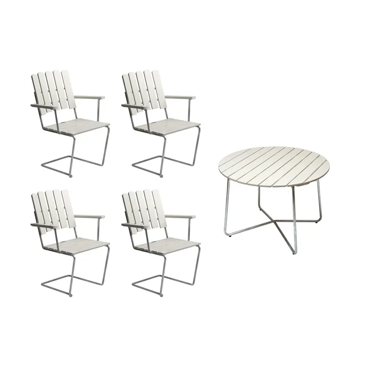 Conjunto Sala de Jantar Grythyttan branco 9A Ø100cm + 4 A2 - Grythyttan Stålmöbler