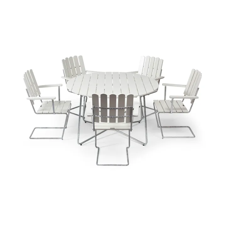 Conjunto Sala de Jantar Grythyttan branco 9A Ø120cm + 5 unidades A2 - Grythyttan Stålmöbler