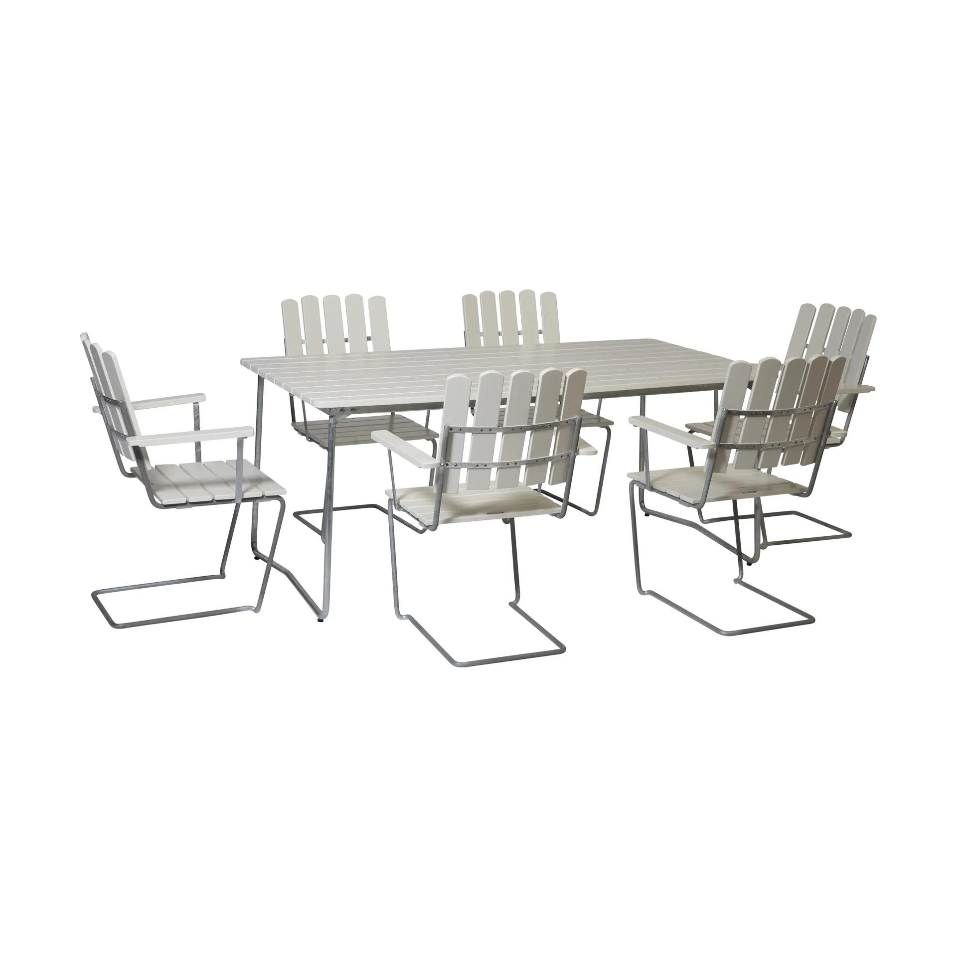 Conjunto Sala de Jantar Grythyttan branco B31 170 cm + 6 cadeiras A2 Grythyttan Stålmöbler