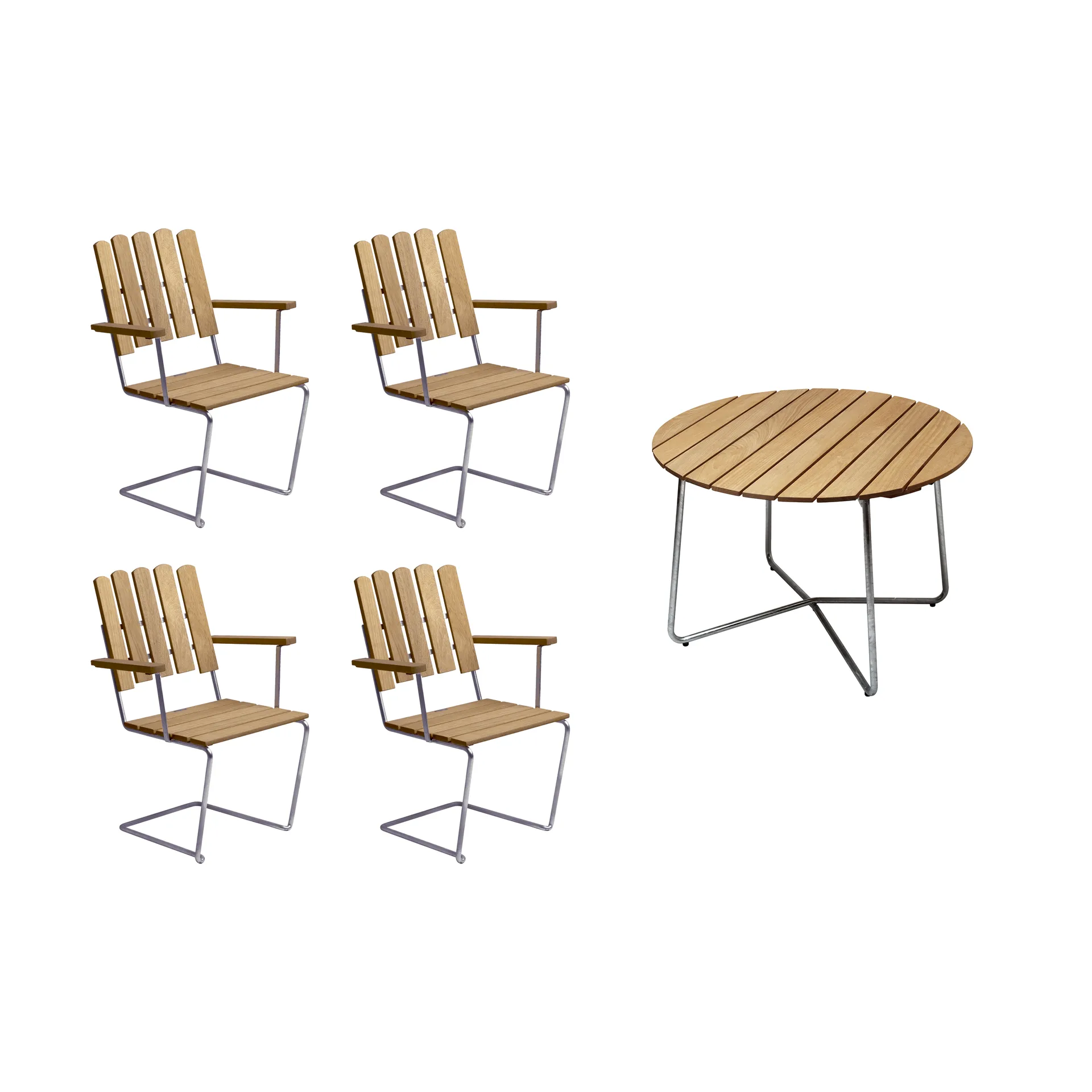 Conjunto Sala de Jantar Grythyttan carvalho 9A Ø100cm + 4 A2,  Grythyttan Stålmöbler