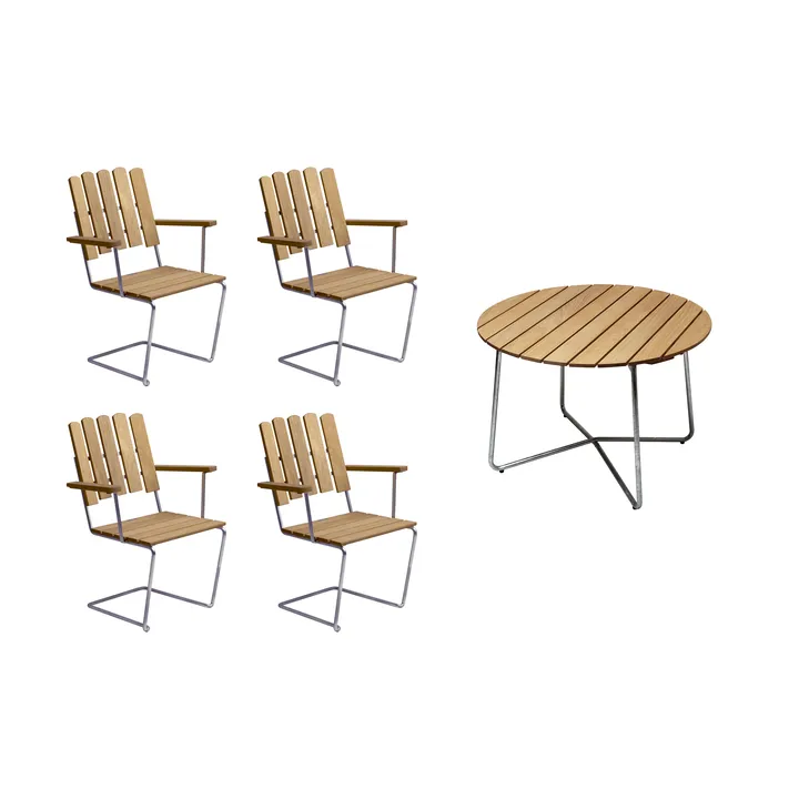 Conjunto Sala de Jantar Grythyttan carvalho 9A Ø100cm + 4 A2 - Grythyttan Stålmöbler