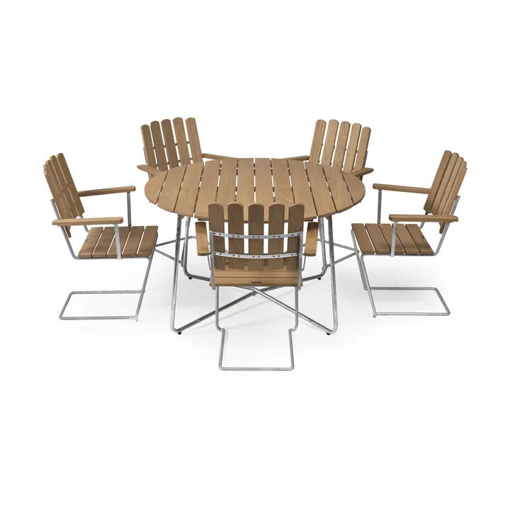 Conjunto Sala de Jantar Grythyttan carvalho 9A Ø120cm + 5 cadeiras A2 - Grythyttan Stålmöbler