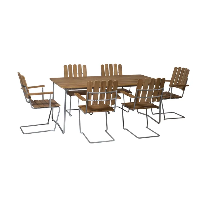 Conjunto Sala de Jantar Grythyttan teca B31 170cm + 6 A2 - Grythyttan Stålmöbler