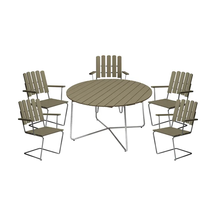 Grythyttan conjunto de jantar 9A 120 + 5 cadeiras A2 verde claro - Grythyttan Stålmöbler