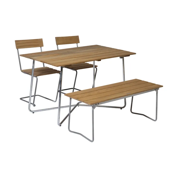 Grythyttan conjunto de jantar B25A + 2 cadeiras 1 + banco 8 de carvalho oleado - Grythyttan Stålmöbler