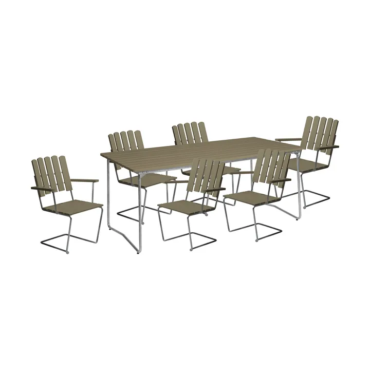 Grythyttan conjunto de jantar B31 170 + 6 cadeiras A2 verde claro - Grythyttan Stålmöbler