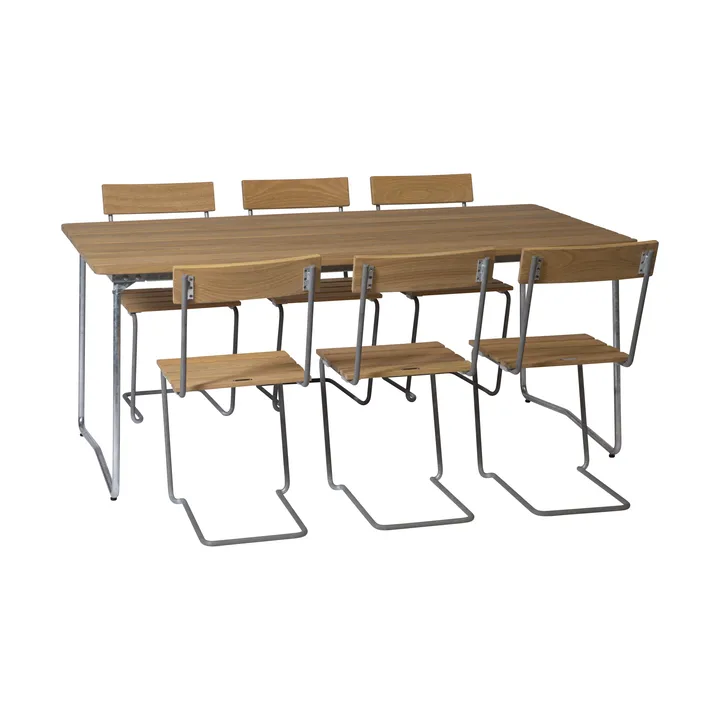 Grythyttan conjunto de jantar B31 + 6 cadeiras 1 de carvalho oleado - Grythyttan Stålmöbler
